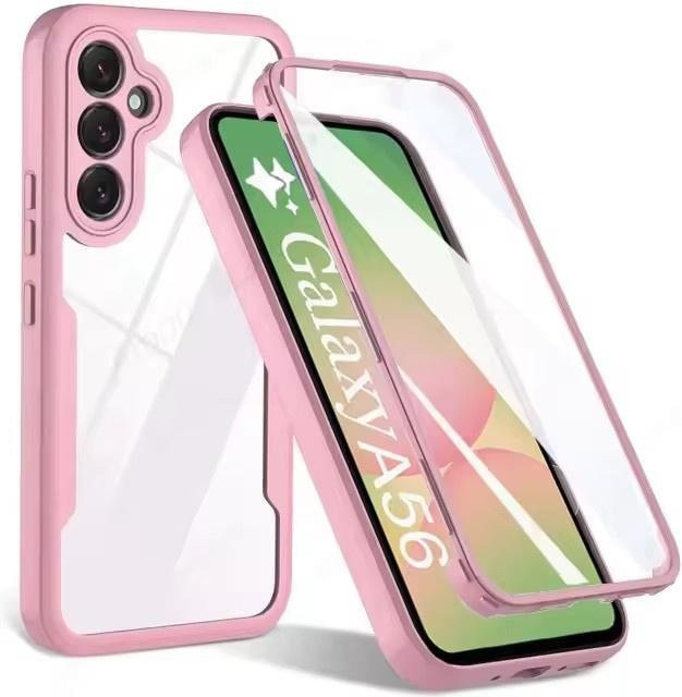 Stoßfeste 360 Grad Ganzkörper-Schutzhülle für Samsung Galaxy A-Serie in Transparent oder Pink - Bild 1
