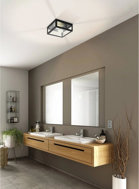 Eglo Deckenleuchte Amezola 2-flammig in Schwarz mit transparentem Glas für das Badezimmer, E27, 40W - Bild 1