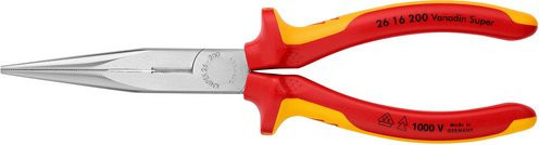 Knipex Flachrundzange aus Chrom-Vanadium in Rot und Gelb, Länge: 200 mm - Bild 1