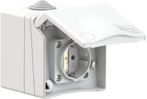 PCE 8630v Aufputz-Steckdose IP44 ballwurfsicher in Weiß - Bild 1