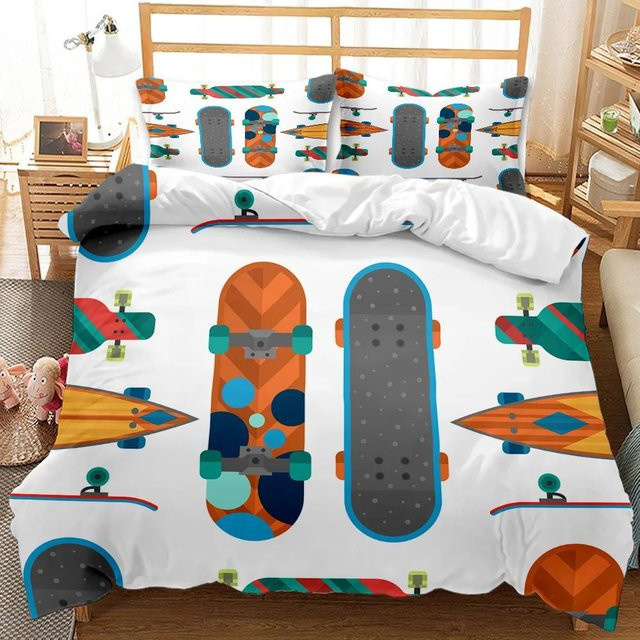 Skateboard Bettwäsche Set Your Warm Home für Teenager mit Steppdeckenbezug und Kissenbezügen, Mehrfarbig, Polyester, B/H: 135 x 200 cm, Kissen: 50 x 70 cm - Bild 1