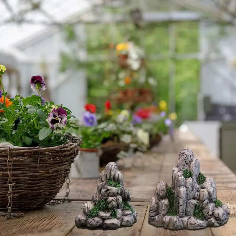 Miniatur Berg aus Kunstharz in Grau als Deko-Element für Bonsai, Aquarium und Gartenfiguren - Bild 3