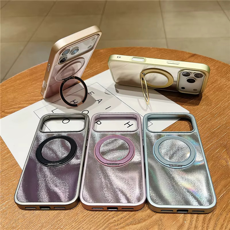 Glitzernde magnetische Handyhülle mit drehbarer Halterung für Samsung Galaxy S25 Ultra, S24 Ultra und S23 Ultra in Gelb mit MagSafe Kompatibilität - Bild 3