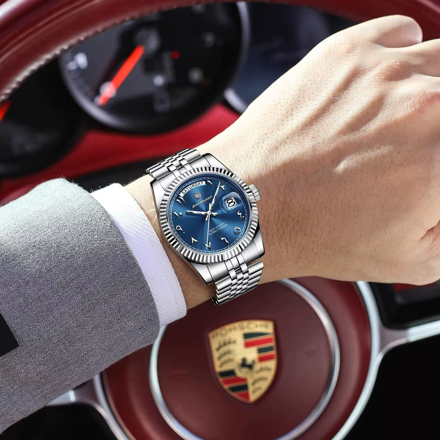 POEDAGAR Armbanduhr Quarz, Edelstahl, Datum, Wochentag, Herren - Bild 6
