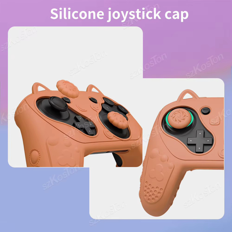 SZKOSTON Silikon-Schutzhülle für Nintendo Switch 2 Pro Controller in Orange mit Daumengriffen und Kappen - Bild 3