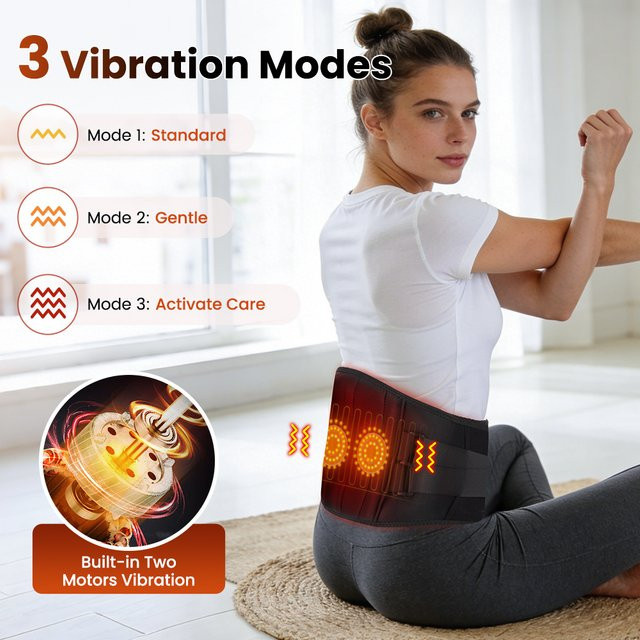 DearBeauty Beheizter Taillengürtel mit Infrarot-Rücken-Vibrationsmassage, Schwarz - Bild 1