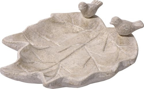 Dobar Vogeltränke Blatt-Paradies aus Keramik in Weiß, B/T/H: 31 x 29,5 x 5,5 cm - Bild 1
