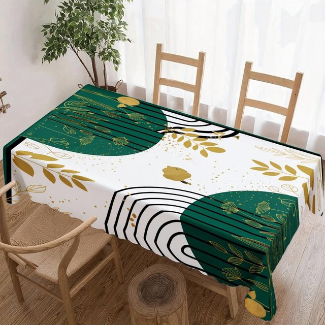Wasserdichte rechteckige Tischdecke von JINGYUE Pet in Grün, modern und wiederverwendbar, B/T: 140 x 140 cm - Bild 1