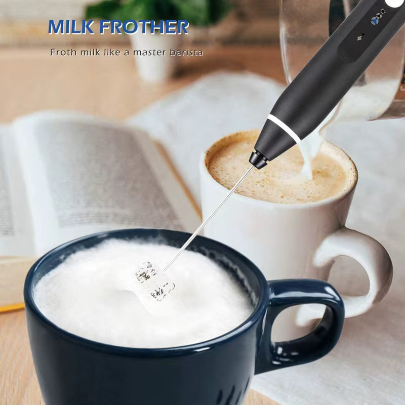 XIADYINJIA Elektrischer Kaffeemixer und Milchaufschäumer in Schwarz, wiederaufladbarer 3-Gang Handmixer und Eierschläger - Bild 2