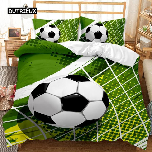 Fußball Bettwäsche Set mit 3D-Design für Kinder und Jugendliche von Binchi Outdoor Product, Grün, B/H: 150 x 200 cm - Bild 1