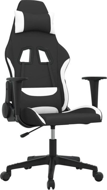 vidaxl Gamingstuhl aus Stoff in Schwarz/Weiß - Bild 1