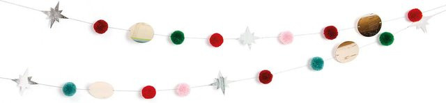 Rico Design Garnpompon-Girlande für Weihnachten in Rot und Grün, 2,2 m - Bild 1
