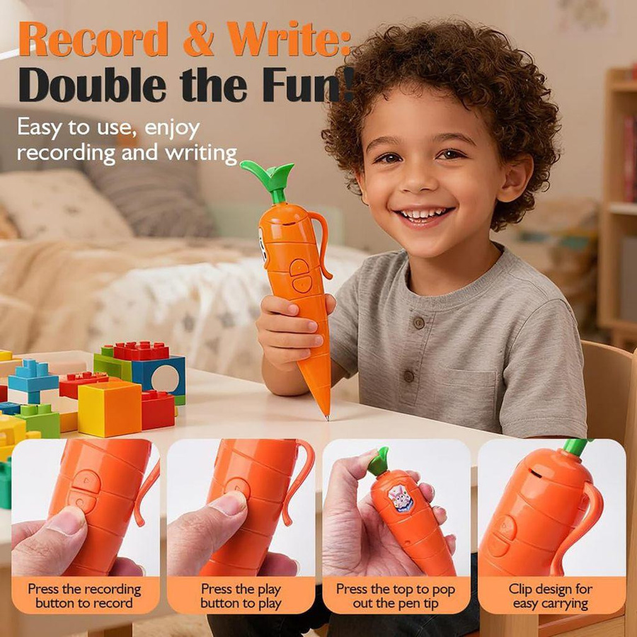 YJMP Multifunktionaler Karotten-Kugelschreiber für Kinder in Orange, 4er-Set - Bild 3