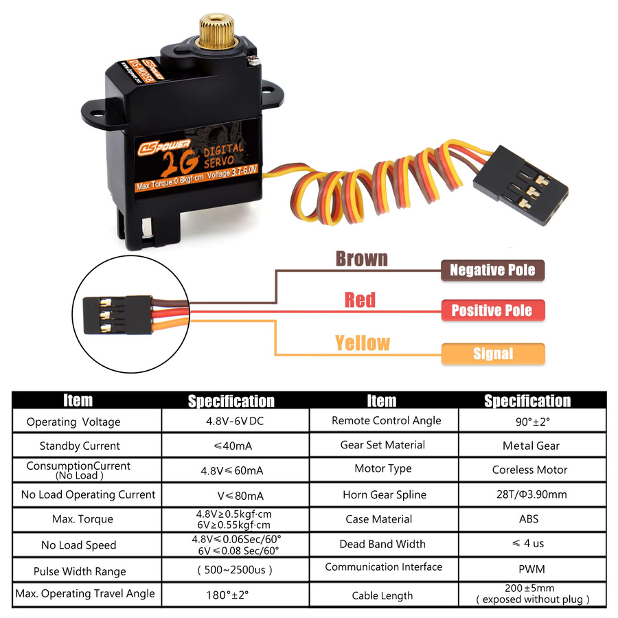 DSPOWER 2G Micro Metall Getriebe Digital Servo Mini Motor, 1-10-teiliges Set - Bild 6