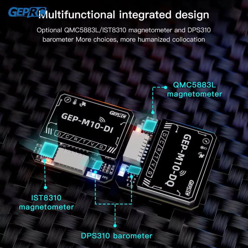 Geprc Gep-m10 Serie GPS Modul mit integriertem Flash-Chip, QMC5883L Magnetometer und DPS310 Barometer in Schwarz für FPV-Drohnen - Bild 2