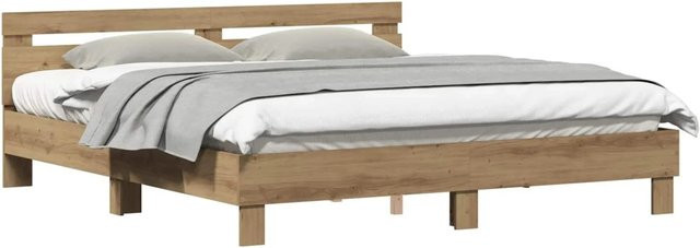 vidaXL Bettrahmen Artisan-Eiche in Braun aus Holzwerkstoff B/T/H: 203 x 185 x 70 cm - Bild 1