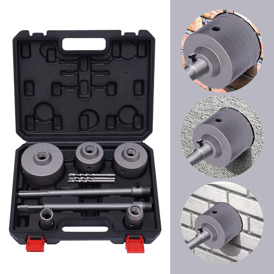 9-teiliges Diamant-Bohrerset Bymaocar in Silber für Beton, Zement und Ziegel mit Durchmessern von 30 mm, 40 mm, 68 mm, 80 mm und 100 mm - Bild 5