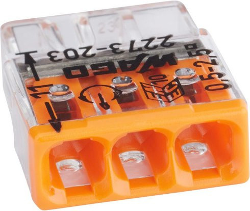 WAGO Klemme COMPACT aus Kunststoff in Orange für Leiter mit Querschnitt 0,5 – 2,5 mm² - Bild 1