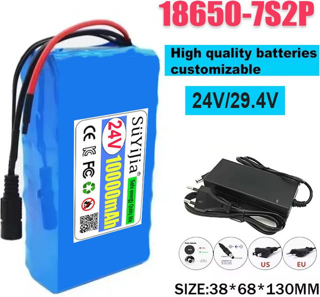 SUYIJIA 29,4 V 10 Ah 18650 Li-Ion Akku Pack in Blau mit BMS für LED, Lampen und Kameras - Bild 1
