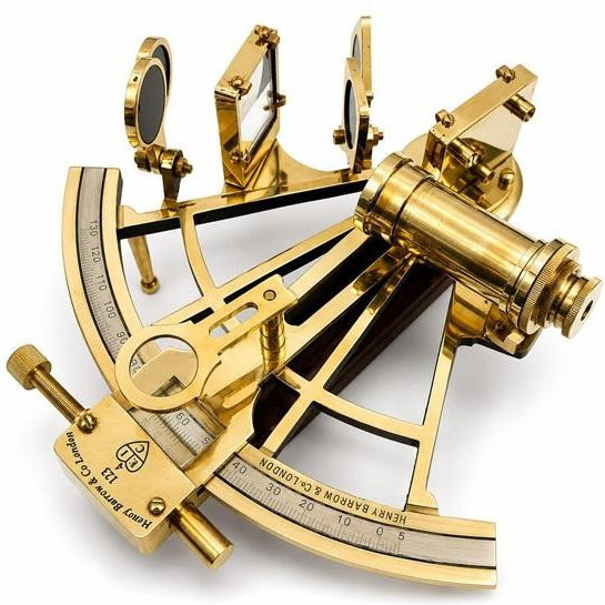 Handgefertigter Messing-Nautik-Sextant von MARINA CRAFTS in Schwarz und Gold, funktionierendes maritimes Navigationsinstrument aus Metall, Höhe: 20,32 cm - Bild 1