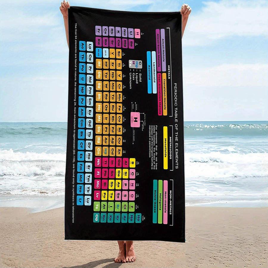 JMG Household Supplies Mikrofaser Strandtuch Periodensystem der Elemente, schnelltrocknend und sandfrei, Multicolor, Breite: 40 cm, Länge: 60 cm - Bild 3