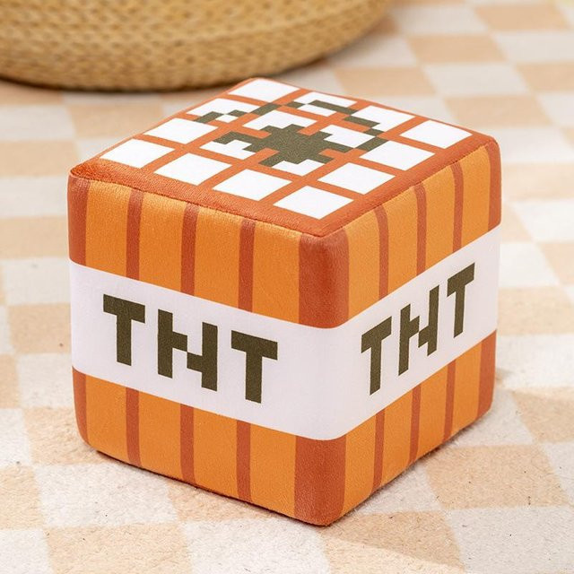 Minecraft Rasen Plüschkissen von Yiran Furniture, quadratisch, Farbe: Orange, Breite: 30 cm, Tiefe: 30 cm, Höhe: 30 cm - Bild 1