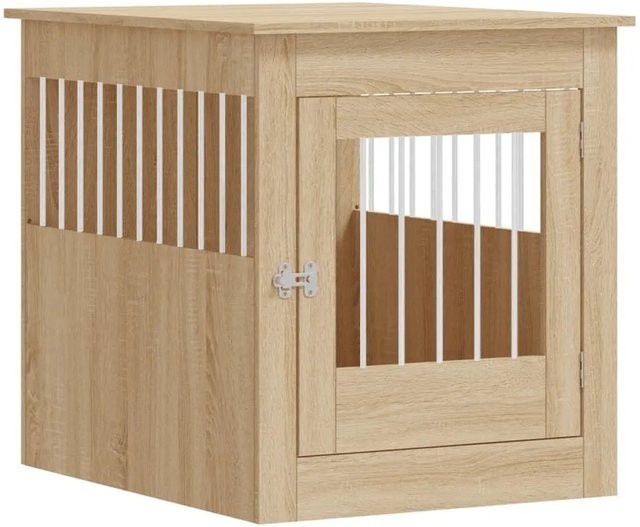 vidaXL Hundekäfig im Möbelstil aus Holzwerkstoff und Stahl, Sonoma-Eiche, Braun, B: 80 cm, T: 64,5 cm, H: 71 cm - Bild 1