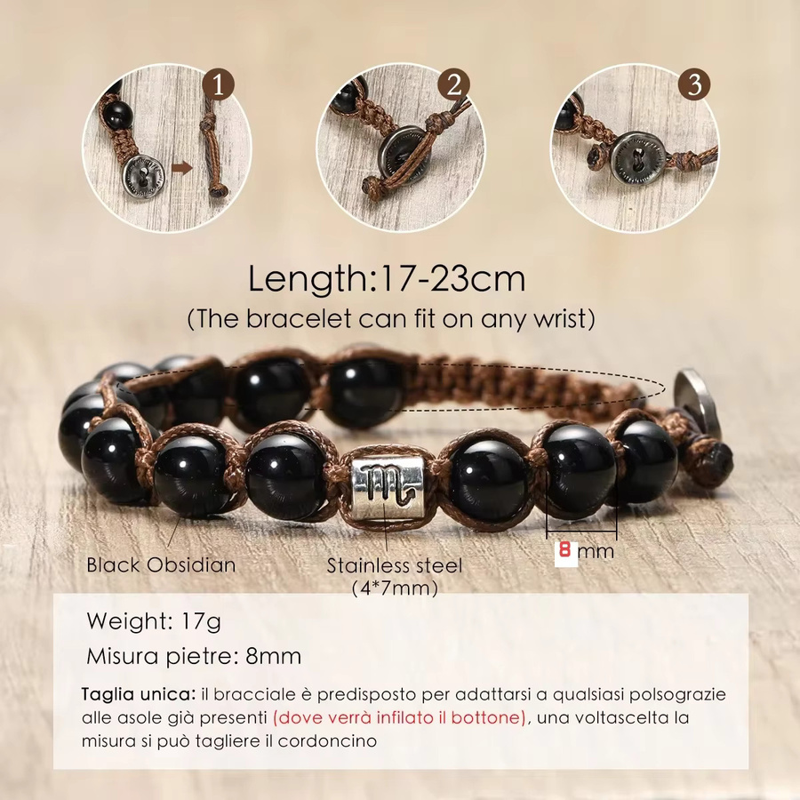 SANSWL Armband, Obsidian, Schwarz, Herren - Bild 4