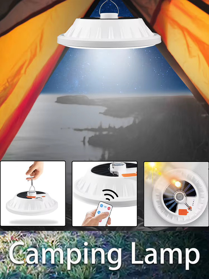 XIWANGFIRE Tragbare Solar-Campingleuchte in Weiß mit Haken, Powerbank-Funktion und 5 Modi für Innen- und Außenbereich - Bild 7