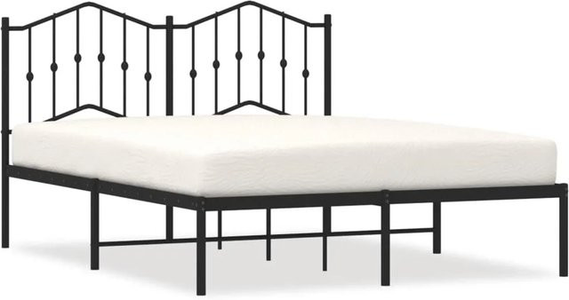 vidaXL Bettgestell aus Metall mit Kopfteil in Schwarz, B/T/H: 150 x 200 x 156 cm - Bild 1