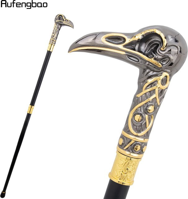 Rufengbao Luxus-Dekorationsstock mit Adler- und Blumenmuster in Gelb-Schwarz, eleganter Vintage-Gehstock aus Metall, Höhe: 93 cm - Bild 1