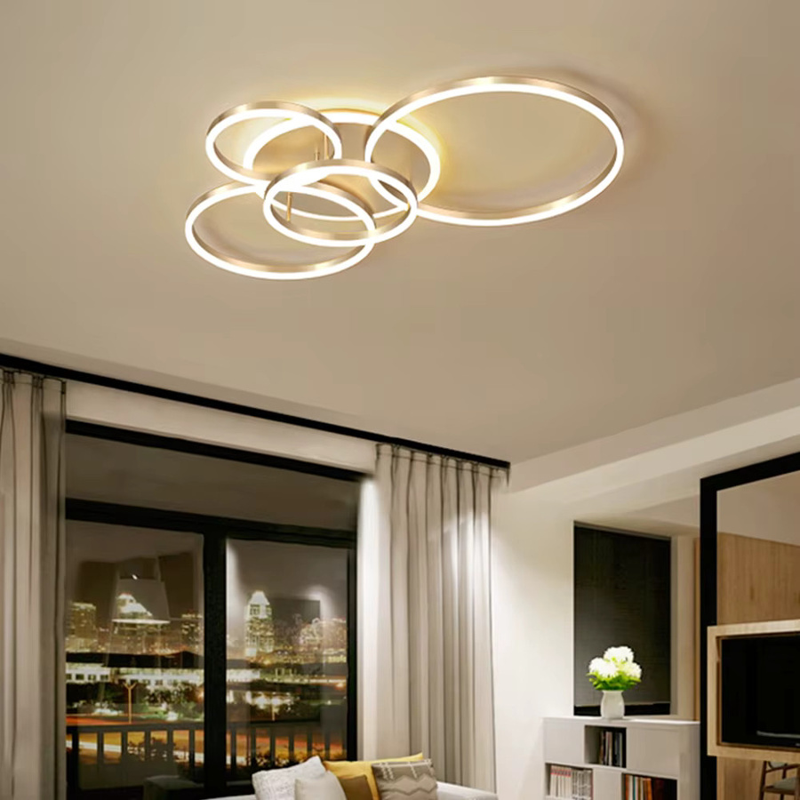 Moderne runde LED-Deckenleuchte IRALAN in Gold und Weiß mit Ring-Design für Wohnzimmer und Schlafzimmer - Bild 2
