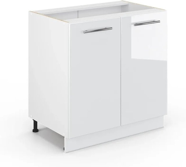 Vicco Spülenunterschrank Fame-Line Weiß Hochglanz mit Regal ohne Arbeitsplatte B/T/H: 80 x 51,6 x 82 cm - Bild 1