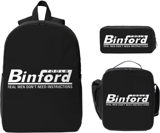 Binford Tools Schulset 3er-Set bestehend aus Rucksack, isolierter Lunchtasche und Federmäppchen in Schwarz - Bild 1
