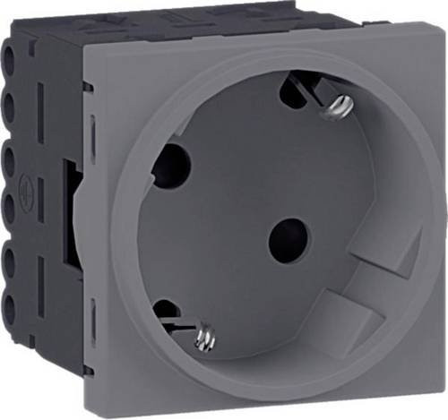 Hager Schutzkontakt-Steckdose GS1022LAN aus Aluminium in Silber/Grau - Bild 1