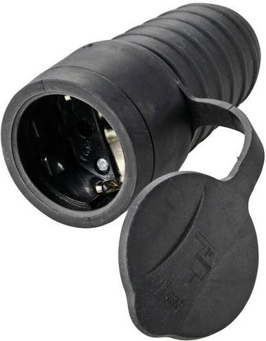 Sygonix Schutzkontaktkupplung SY-5806882 aus Gummi in Schwarz mit IP44 Schutzart - Bild 1