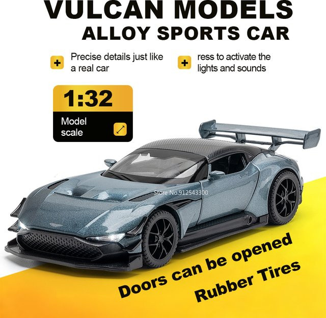 RMZ city Vulcan DB12 Automodell, 1:32 Maßstab, mit Licht und Sound, Druckguss-Fahrzeug - Bild 1