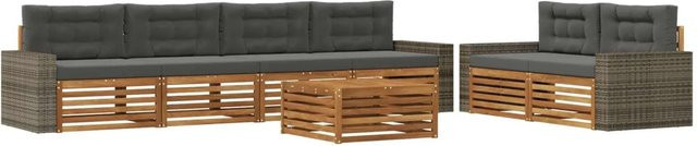 vidaXL Outdoor-Sofagarnitur aus Akazienholz und Anthrazitfarbenem Polyester, 7-teiliges Set mit Tisch und Kissen - Bild 1