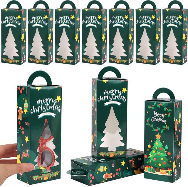 6 Stück ZQNYCY Geschenkboxen aus Papier mit grünem Weihnachtsmotiv für deine Weihnachtsgeschenkverpackungen - Bild 1
