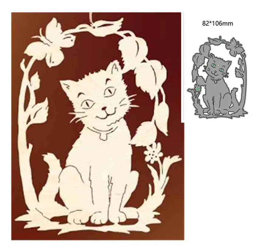 Metall Stanzform für Scrapbooking mit Tier-Motiven Pferd und Katze zur Papiergestaltung und Prägung - Bild 4