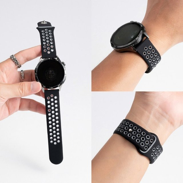 Uhrenarmband Silikon, Schwarz, 22mm 20mm, Unisex - Bild 1