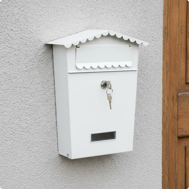 HomeVibe Haus Briefkasten für die Aufputzmontage, wetterfest und verschließbar, Weiß, B/H/T: 25,0 x 30,0 x 8,0 cm - Bild 1