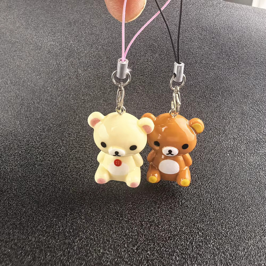 YUMEI Schlüsselanhänger, Rilakkuma Bär, Glocke, Perlen, 2 Stück - Bild 2