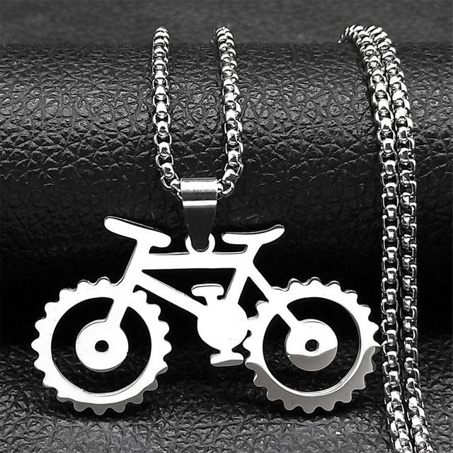 Halskette Fahrrad Anhänger, Edelstahl, Gold, Herren - Bild 1