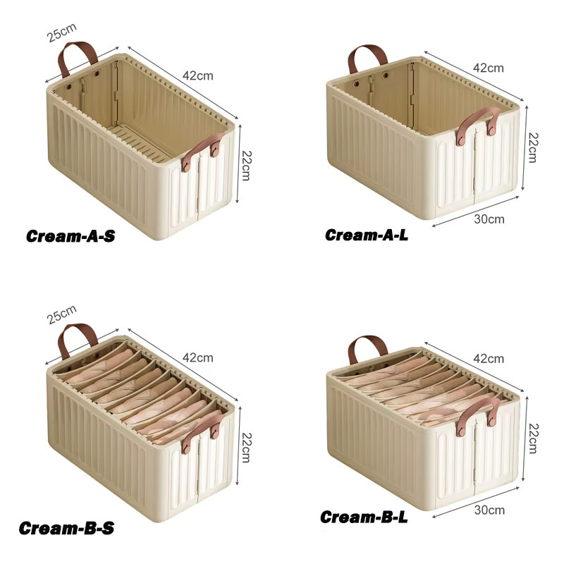 Faltbare Kleidungslagerungsbox in Beige zur Organisation von Hosen und Kleidung im Kleiderschrank - Bild 2