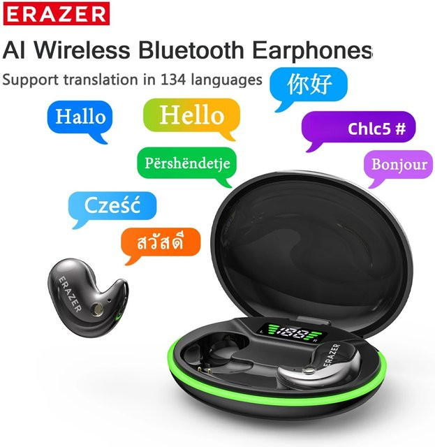 ERAZER XF58 Bluetooth V6.0 TWS In-Ear Kopfhörer mit AI Translator und Ultra-dünnem Design in Schwarz oder Grau - Bild 1