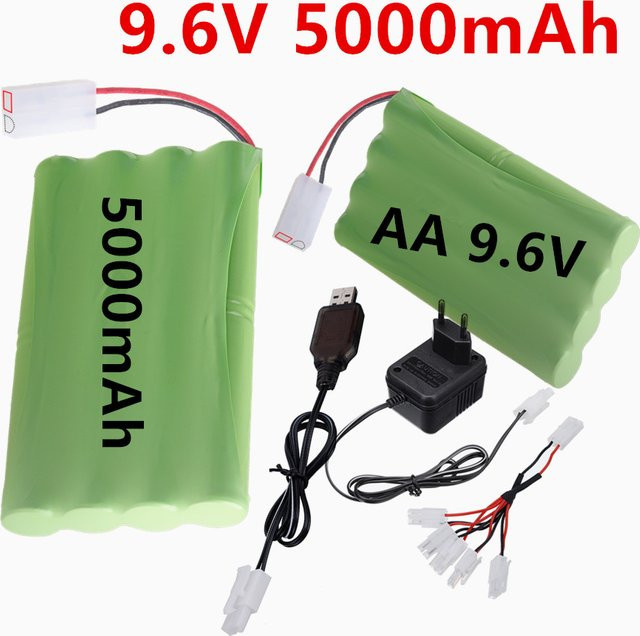 GAOLAG NiMH Akku 9,6 V 5000 mAh mit Tamiya-2P-Stecker in Lila und Grün für ferngesteuerte Autos, Panzer, Züge, Roboter und Boote - Bild 1