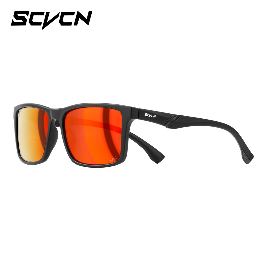 SCVCN Sportsonnenbrille, polarisiert, Wrap, Vollrand, Kunststoff, rot, Unisex - Bild 4