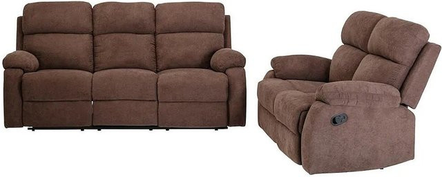 Vente-unique Couchgarnitur Tolzano in Braun, L-Form mit 3-Sitzer und 2-Sitzer, Breite: 201 cm, Tiefe: 146 cm - Bild 1