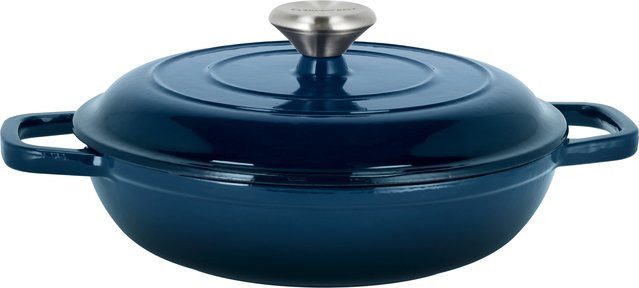 SILVERCREST Premium-Gusseisenservierpfanne aus emailliertem Gusseisen, Blau, Durchmesser: 25 cm - Bild 1